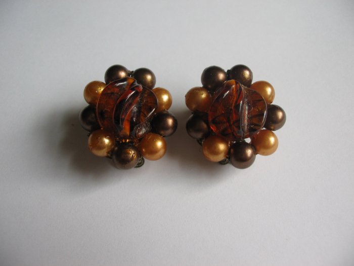 BRONZE BEADED EARRINGS