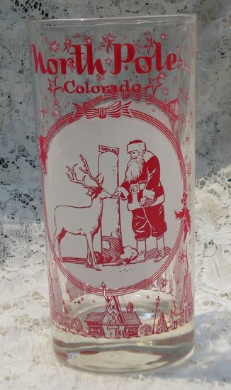 Vintage North Pole Colorado Santa Claus Souvenir Glass Tumbler