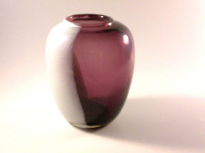 Vintage Slag Glass White Amethyst Vase Air Bubbles Purple