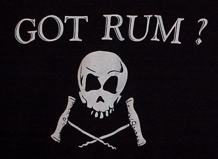 GOT RUM? Skull with Cross-Corkscrews Black T-Shirt Size Large