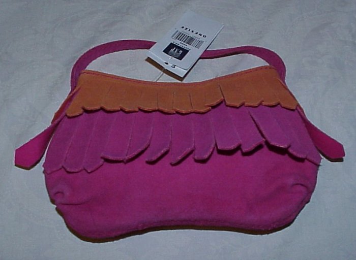 BABY GAP Deep Pink Girls Suede Leather Fringe Purse Bag
