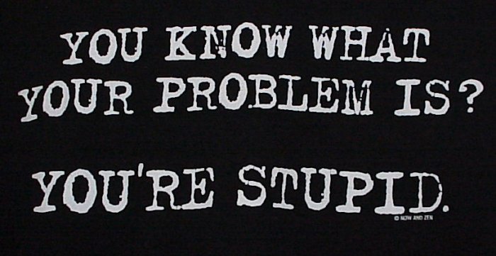 You Know What Your Problem Is? You're Stupid Black T-Shirt Size Medium