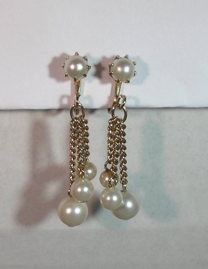 Signed Coro Pearl Drop Earrings