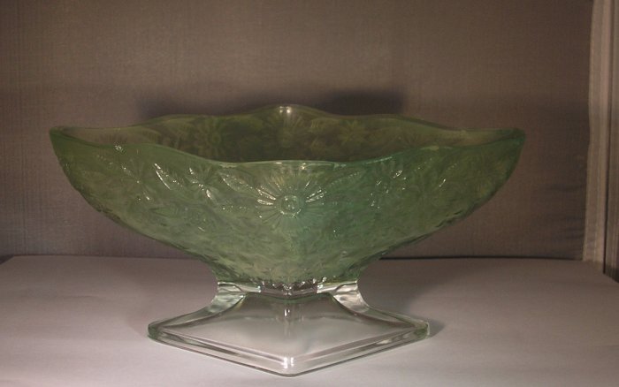 Pineapple and Floral Green Diamond Shaped Compote