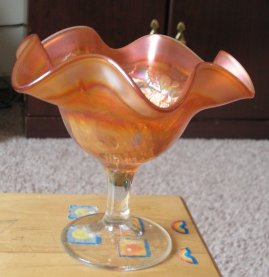 Fenton Peacock and Urn Compote