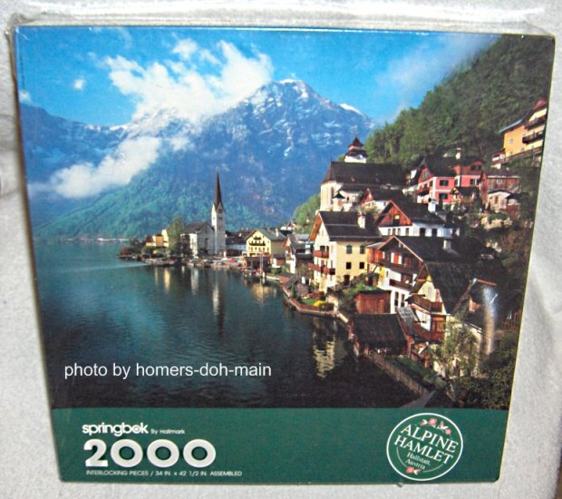 SOLD Alpine Hamlet 2000 Piece Springbok Jigsaw Puzzle NEW SEALED Hallstatt Austria Hallmark