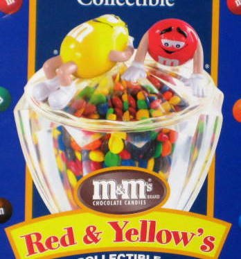 sold m m s collectible candy dish bowl red yellow m m chocolate