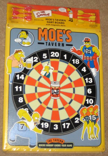 SOLD Moe's Tavern Magnetic Dart Board The Simpsons Dartboard Darts Homer Simpson Duffman Barney NIP