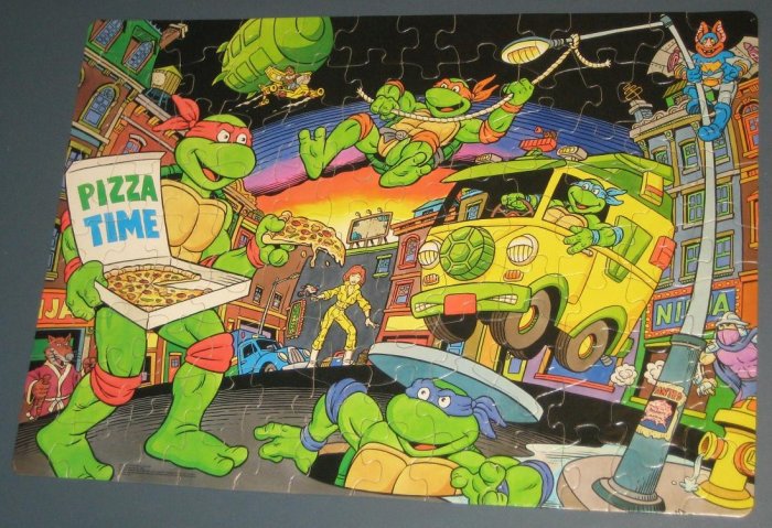 SOLD Teenage Mutant Ninja Turtles Jigsaw Puzzle 100 Pieces Pizza TMNT COMPLETE 1989 Mirage Studios