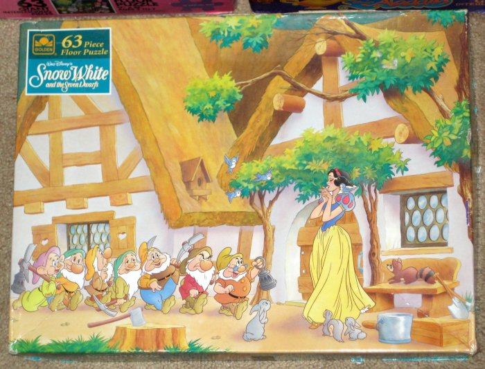 SOLD Golden Jaymar 63 Piece Disney Floor Puzzle Lot of 4 Snow White Aladdin Beauty Beast COMPLETE