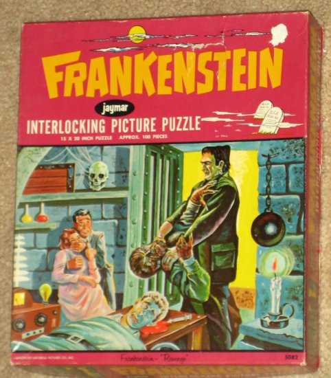 SOLD Vintage Frankenstein Revenge 100 Piece Jigsaw Puzzle Jaymar Wolfman 5082 COMPLETE 1963