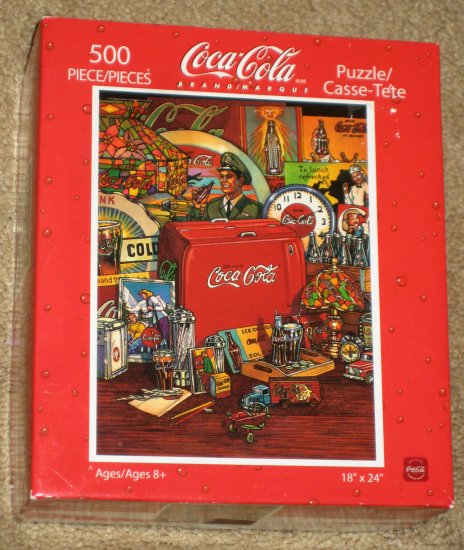 SOLD Coca-Cola 500 Piece Jigsaw Puzzle Coke COMPLETE Old Signs Soda Machine Clock Artwork