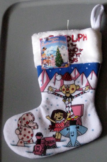 SOLD 11 Inch Christmas Stocking Rudolph and Island of Misfit Toys NWT Airplane Train Charlie in Box
