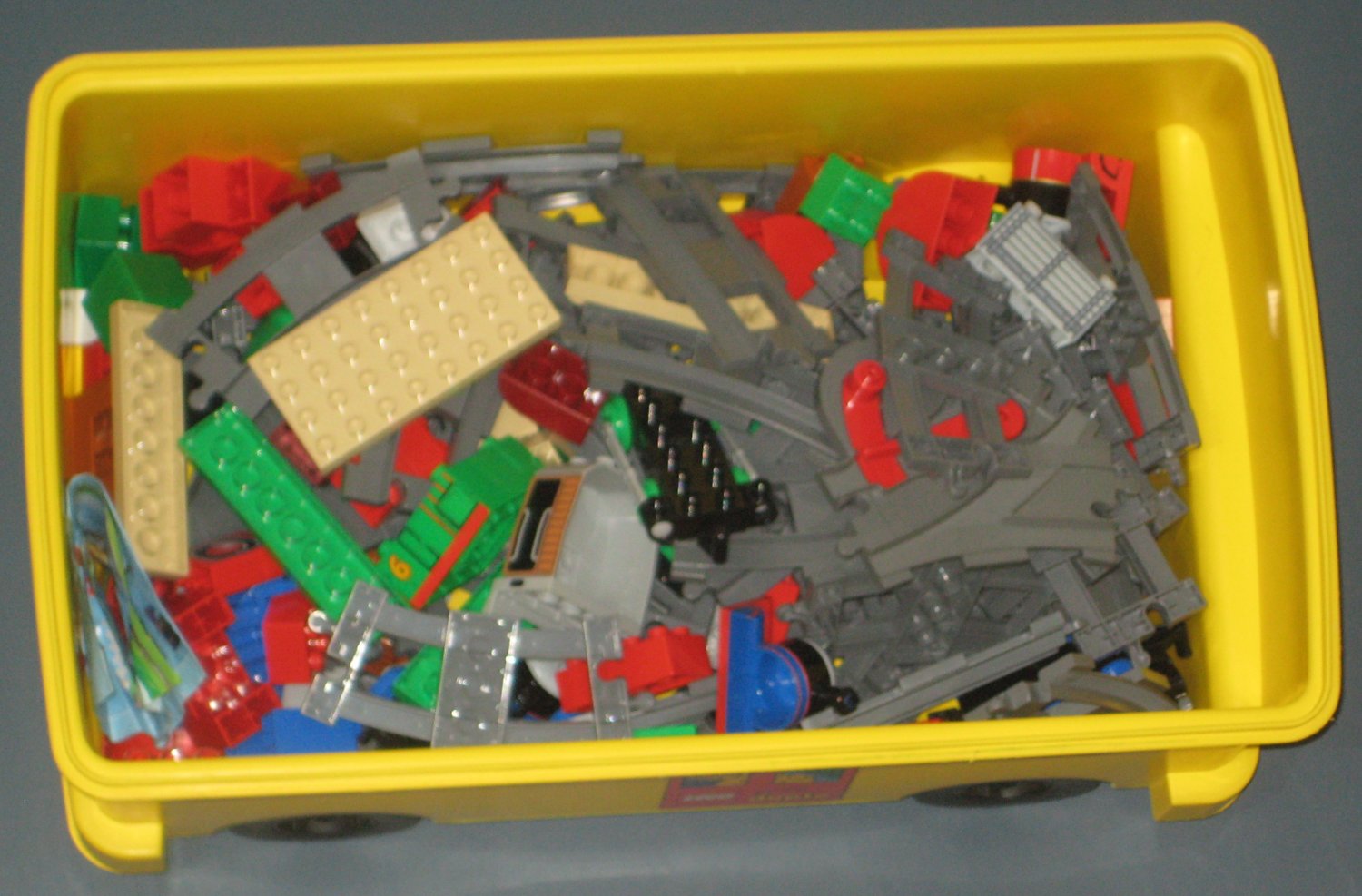 SOLD Lego Duplo Lot Thomas the Train Tank Engine Tracks + School Bus Storage