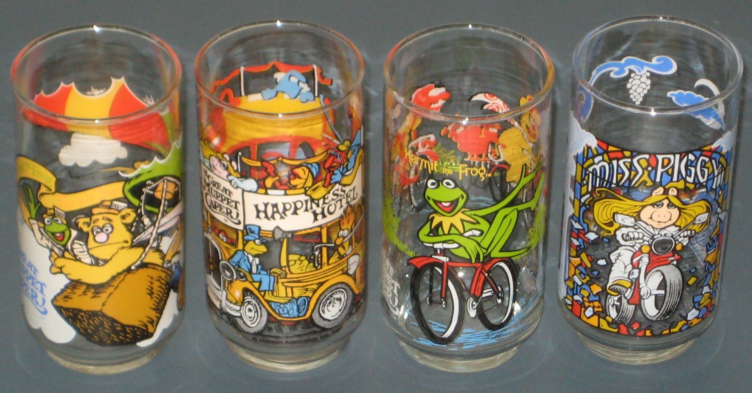 SOLD McDonald's Muppets Glass Set of 4 Caper Kermit Miss Piggy Gonzo Jim Henson 1981