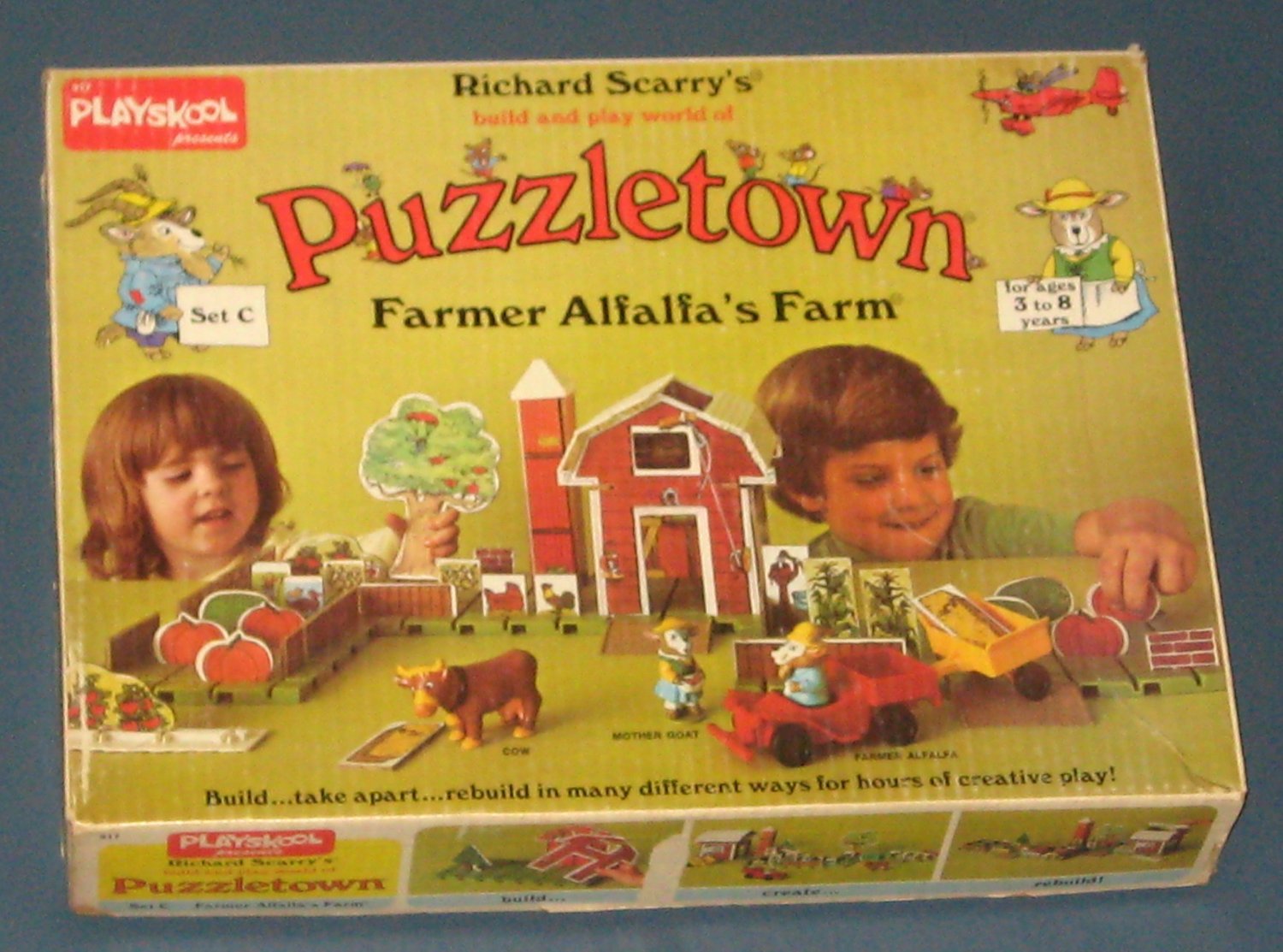 SOLD Richard Scarry's Puzzletown Set C Farmer Alfalfa's Farm 917 Playskool 1976