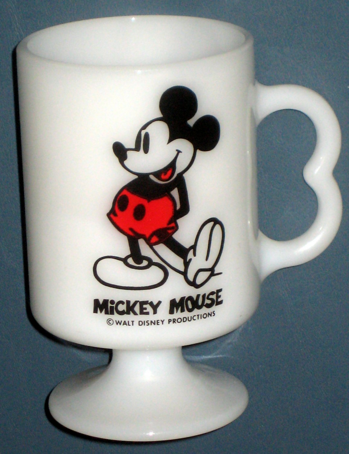 SOLD Mickey Mouse Milk Glass Mug + Fire King Anchor Hocking D Handle White Coffee Cup