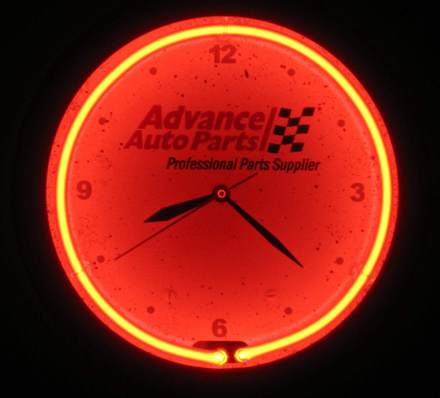 SOLD Advance Auto Parts Red Neon Light Wall Clock 14" AC Power Metal