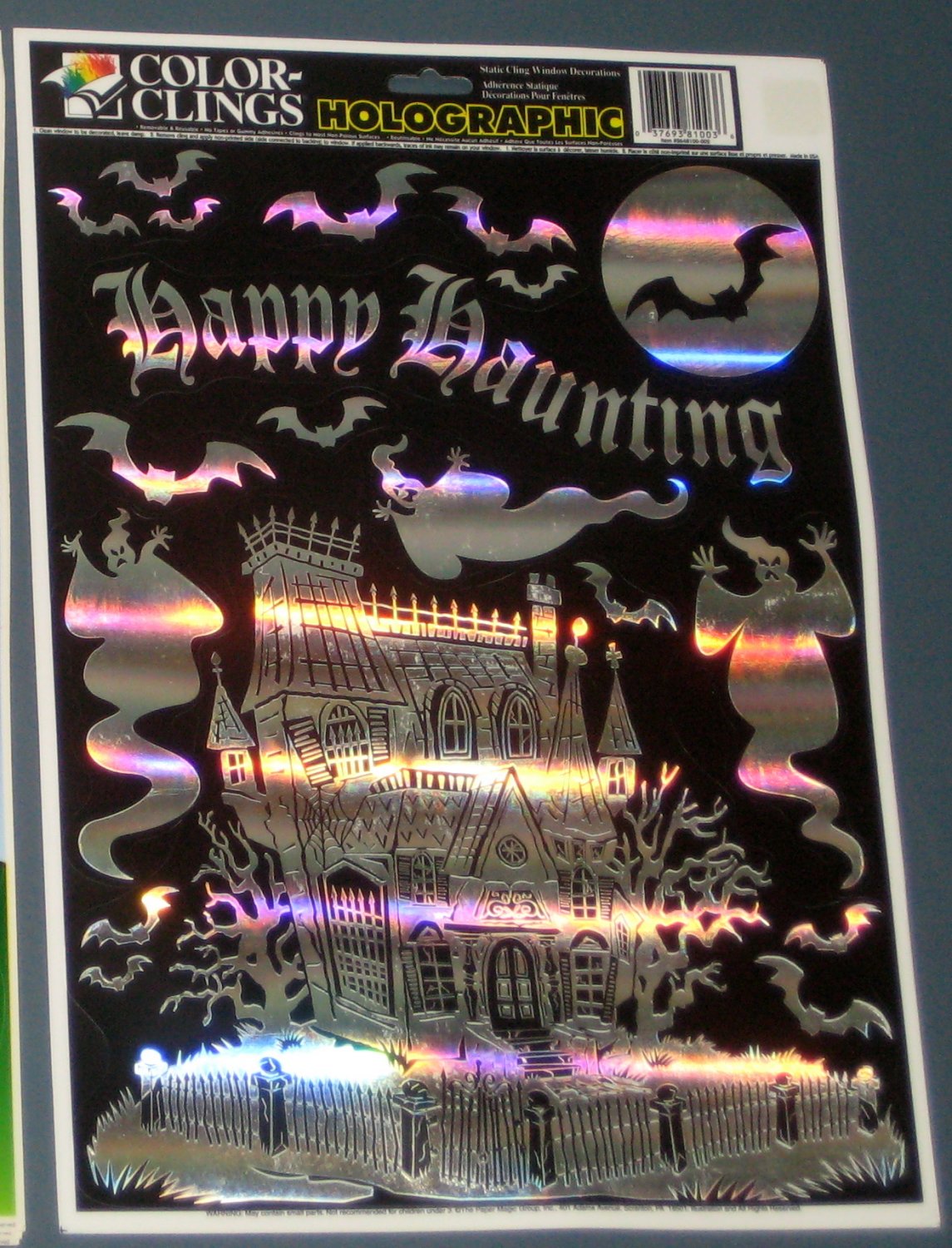 SOLD Halloween Static Window Clings Lot of 7 Unused Sheets Glow in the Dark Holographic