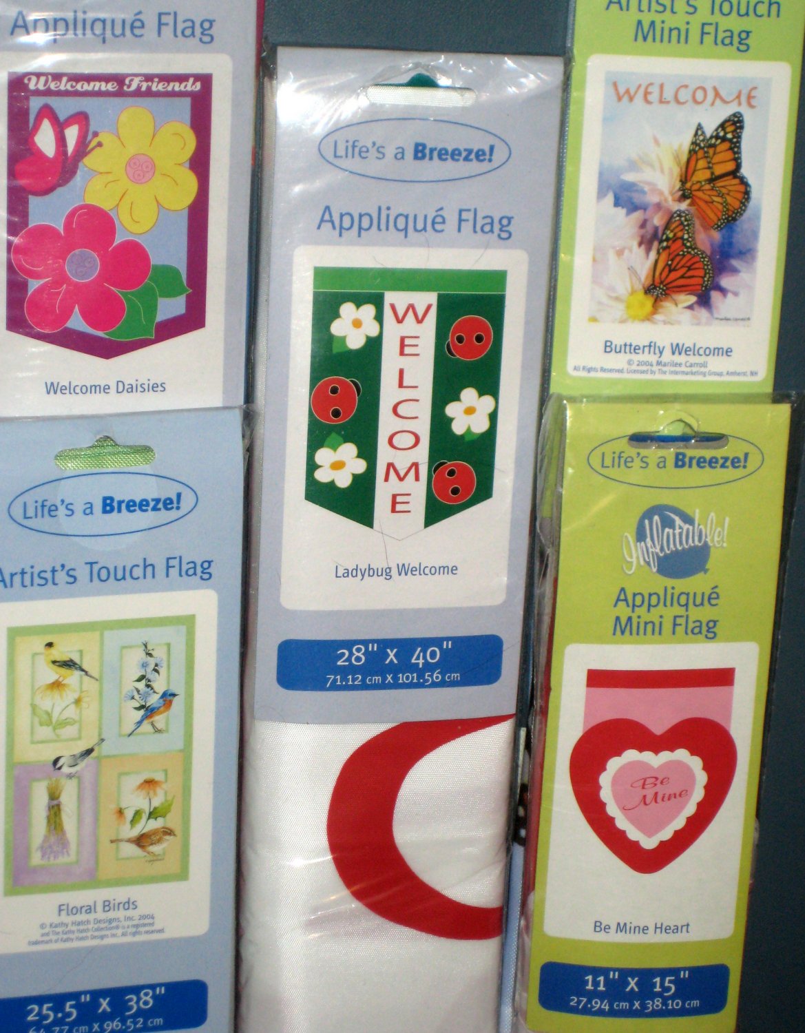 Lot 16 Decorative Garden Flags 5 Different Ladybug Birds Daisies Heart Butterfly 28 x 40 11 x 15 NIP