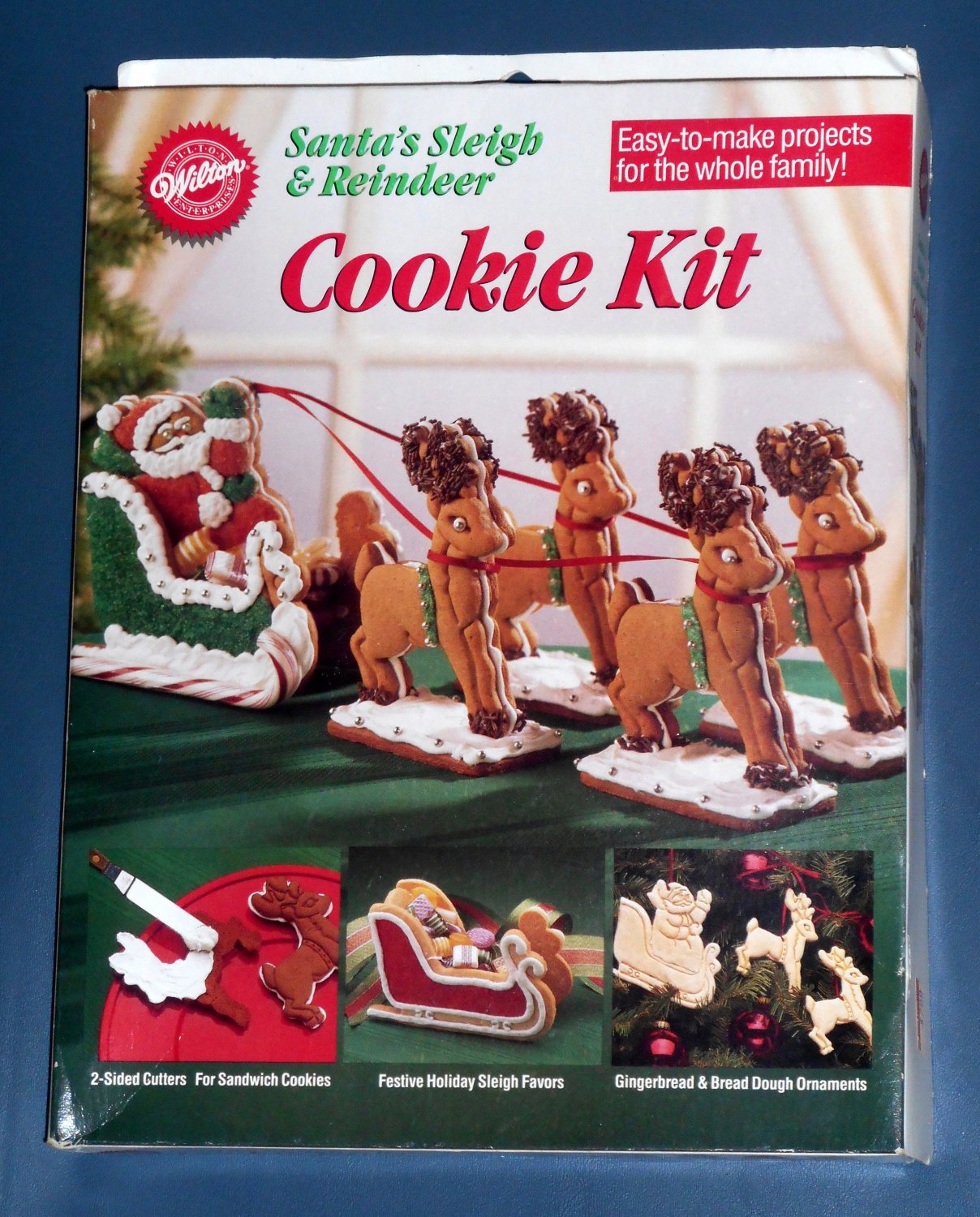 SOLD OUT Wilton Santa's Sleigh & Reindeer Cookie Kit 2104-1500 Cutters 3D NIB New in Box 1990