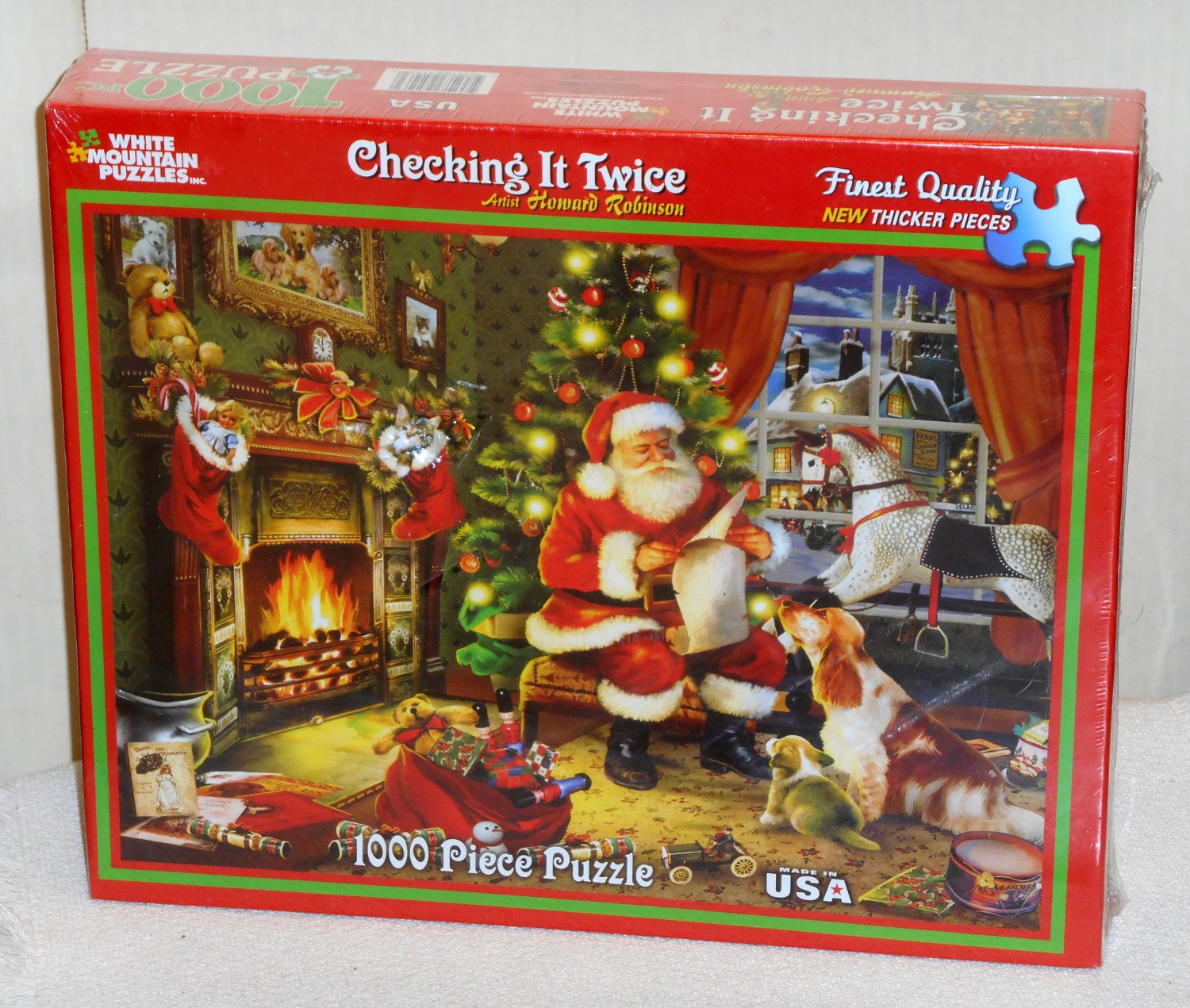 Checking It Twice 1000 Piece Jigsaw Puzzle Santa Claus Christmas White