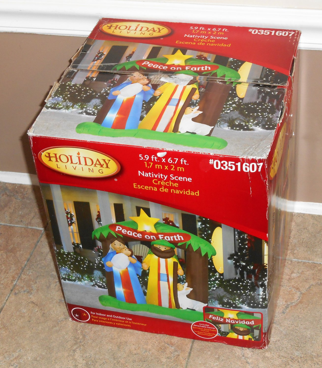Holiday Living Nativity Scene Airblown Fan Inflatable 6+ Feet Lights Up Gemmy