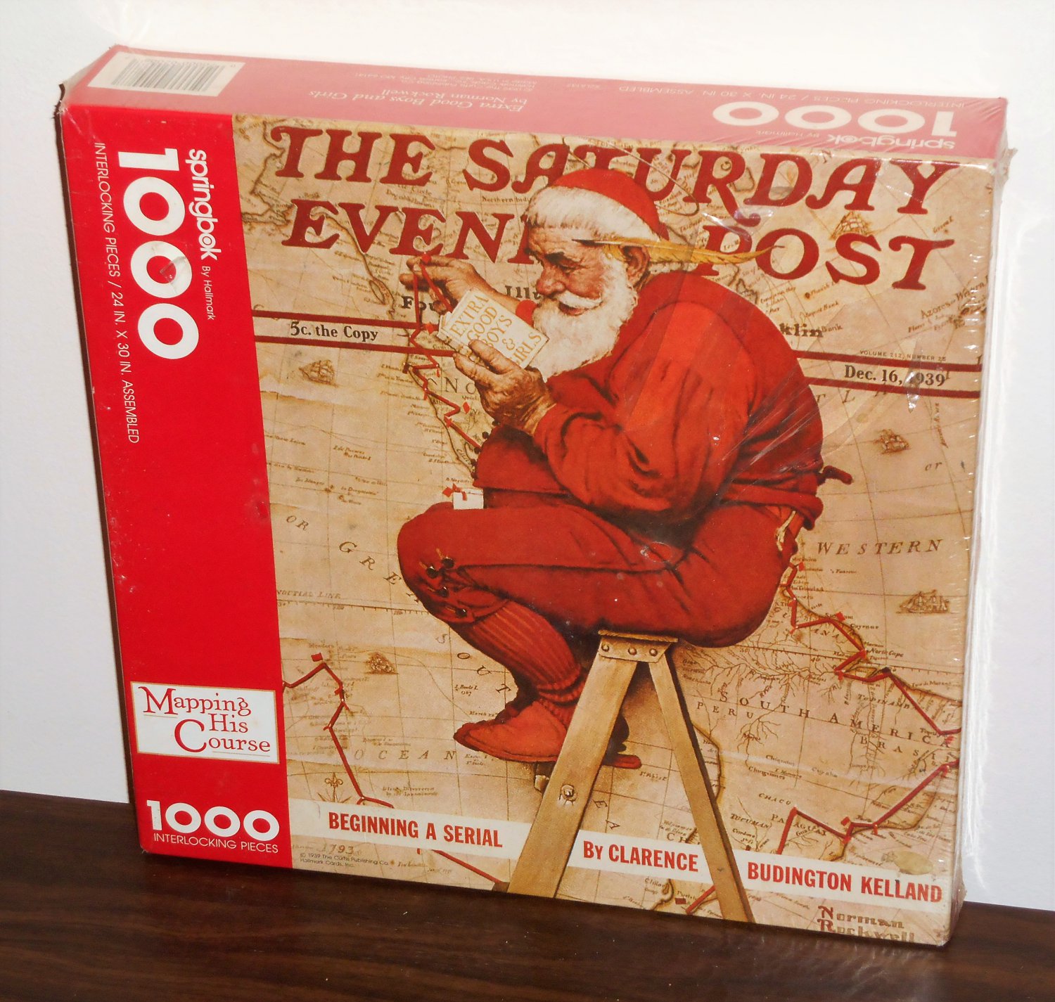 Mapping His Course Santa Claus 1000 Piece Jigsaw Puzzle Springbok XZL6137 Norman Rockwell NIB