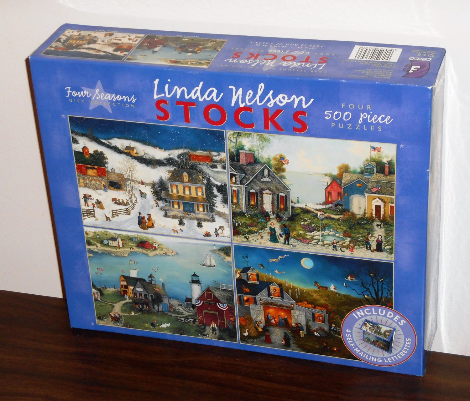 Linda Nelson Stocks 4 500 Piece Jigsaw Puzzle Set 3643-1 Four Seasons Gift Collection NIB