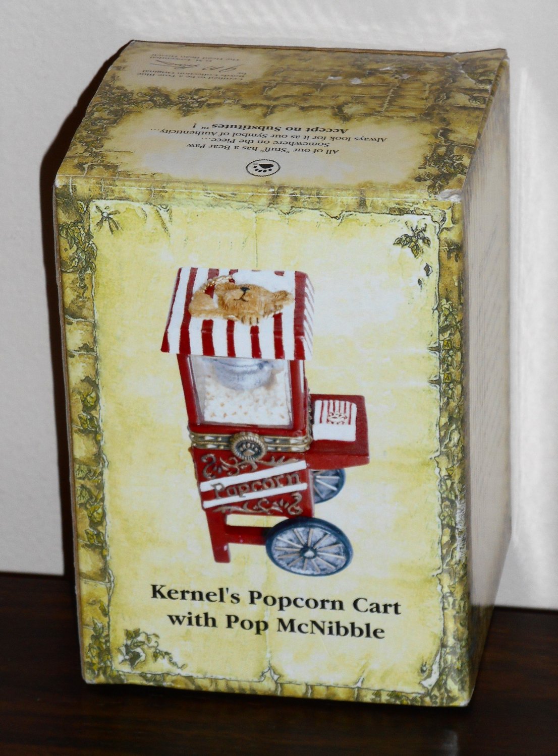 Boyds Bears Kernal's Popcorn Cart with Pop McNibble 1E 392177 Treasure Boxes NIB