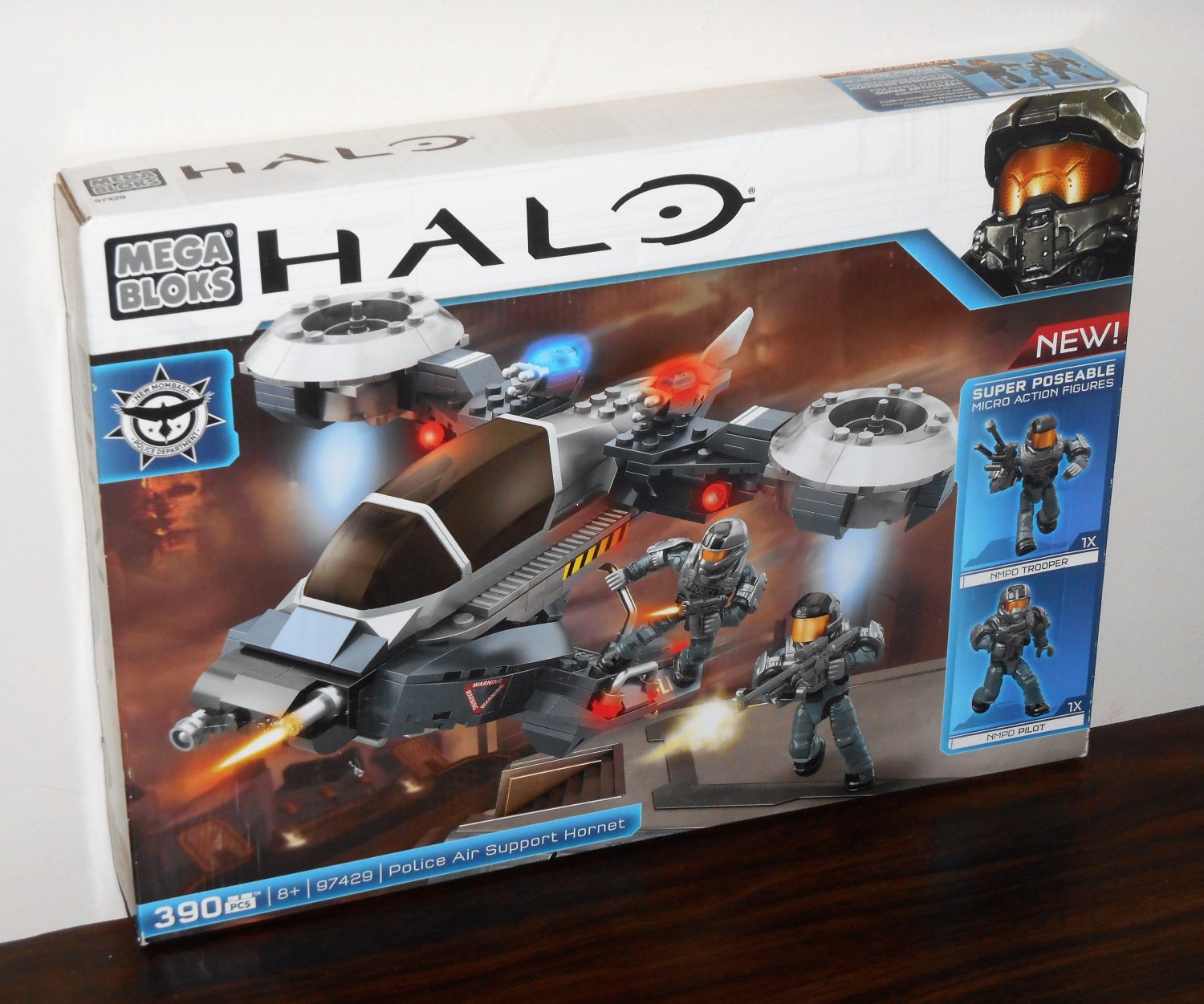 Mega Bloks 97429 Halo Police Air Support Hornet NIB 390 Pieces