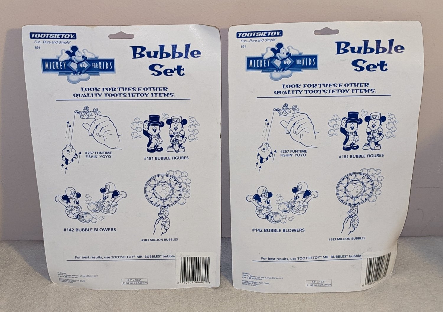 Mickey Minnie Mouse Bubble Blower Sets Blowing 691 Tootsietoy 1999