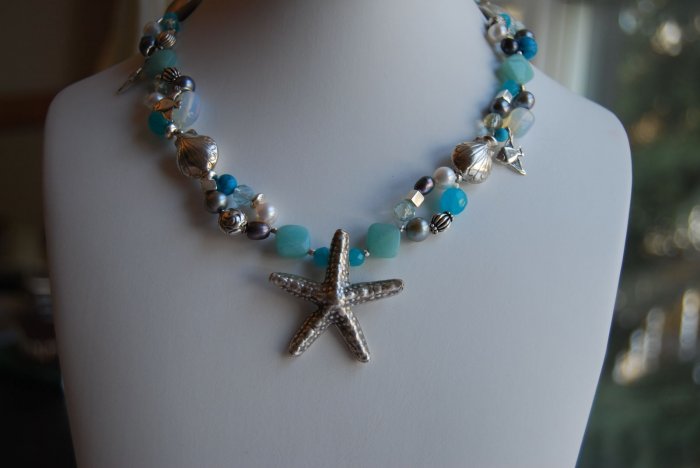 Sea necklace- March birthstone