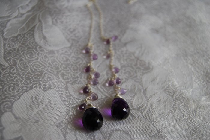 Amethyst teardrop lariat
