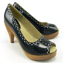 MANOUSH Peep Toe Patent Leather Heels Pumps Platform 41