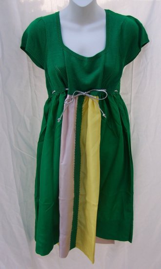 MANOUSH Anthropologie Tricolor Silk Knit Empire Dress L