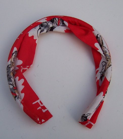 anthropologie MANOUSH Red Cat Dog Print Headband NWT
