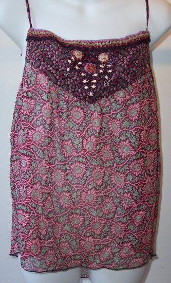 $460 ANNA SUI Silk Jewel Flower Purple Tie Top Cami 6