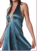 INGWA MELERO Teal Satin Star Halter Dress L