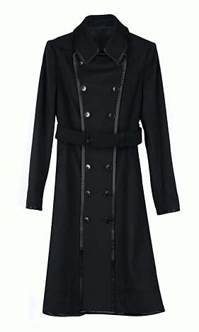 $495 Sophia Kokosalaki Black Wool Cashmere Trench Coat L