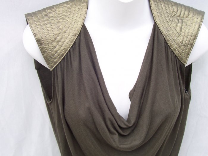 WOODLEY PARK Green Leather Knit Dress Barneys S $400