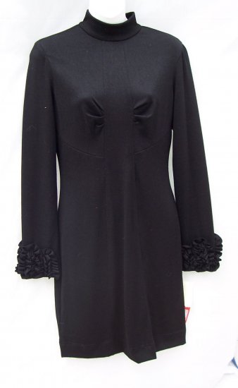 WOODLEY PARK LBD Black Ruffle Sleeve Retro Dress M $400