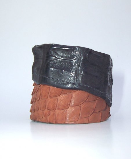 Recycled Crocodile Snake Bracelet Snap Cuff from Brazil
