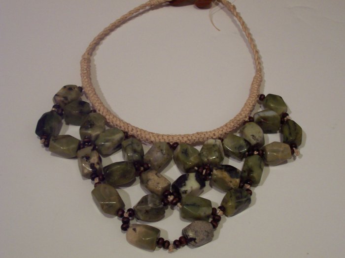Yellow Turquoise Wood Buriti Straw Choker Necklace NWT