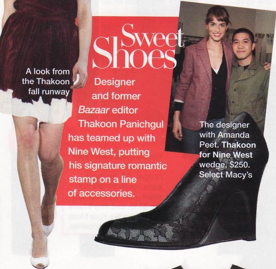 $250 THAKOON Black Patent Lace Wedge Heel Nine West 8.5