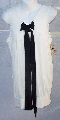 KAREN ZAMBOS KZ jerZey Retro Ivory Tie Tank Tunic Dress