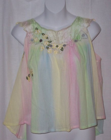 Anthropologie "Manoush" Silk Paradis Multicolor Top M