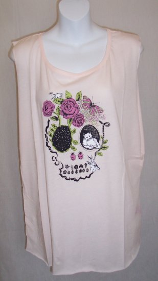 MANOUSH Pink Butterfly Cat Skull Logo Tee T Shirt L