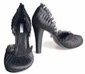 THAKOON Nine West Black Satin Lace Salon D'Orsay Heel 6