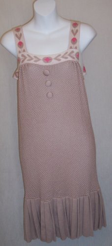 MANOUSH Bow Pleat Sweater Cotton Crochet Overall Dress